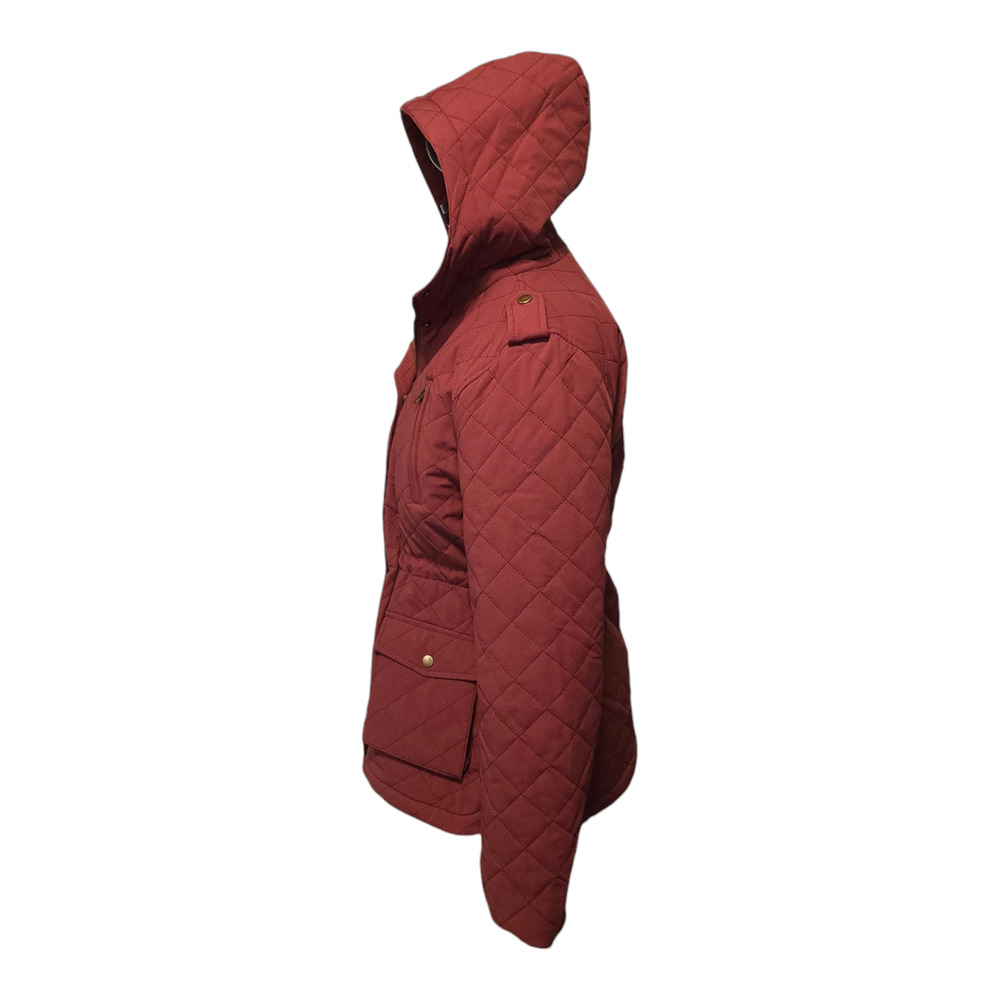 Eden Society Coat Womens Size Small Burgundy Quilted Sherpa Lined Hooded Warm - Picture 2 of 15